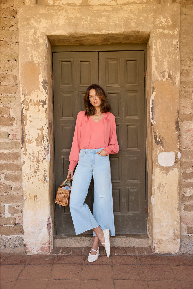 NYDJ Brodi Wide Leg Ankle Jeans In Cool Embrace® Denim With High Rise And Frayed Hems - Clear Waters