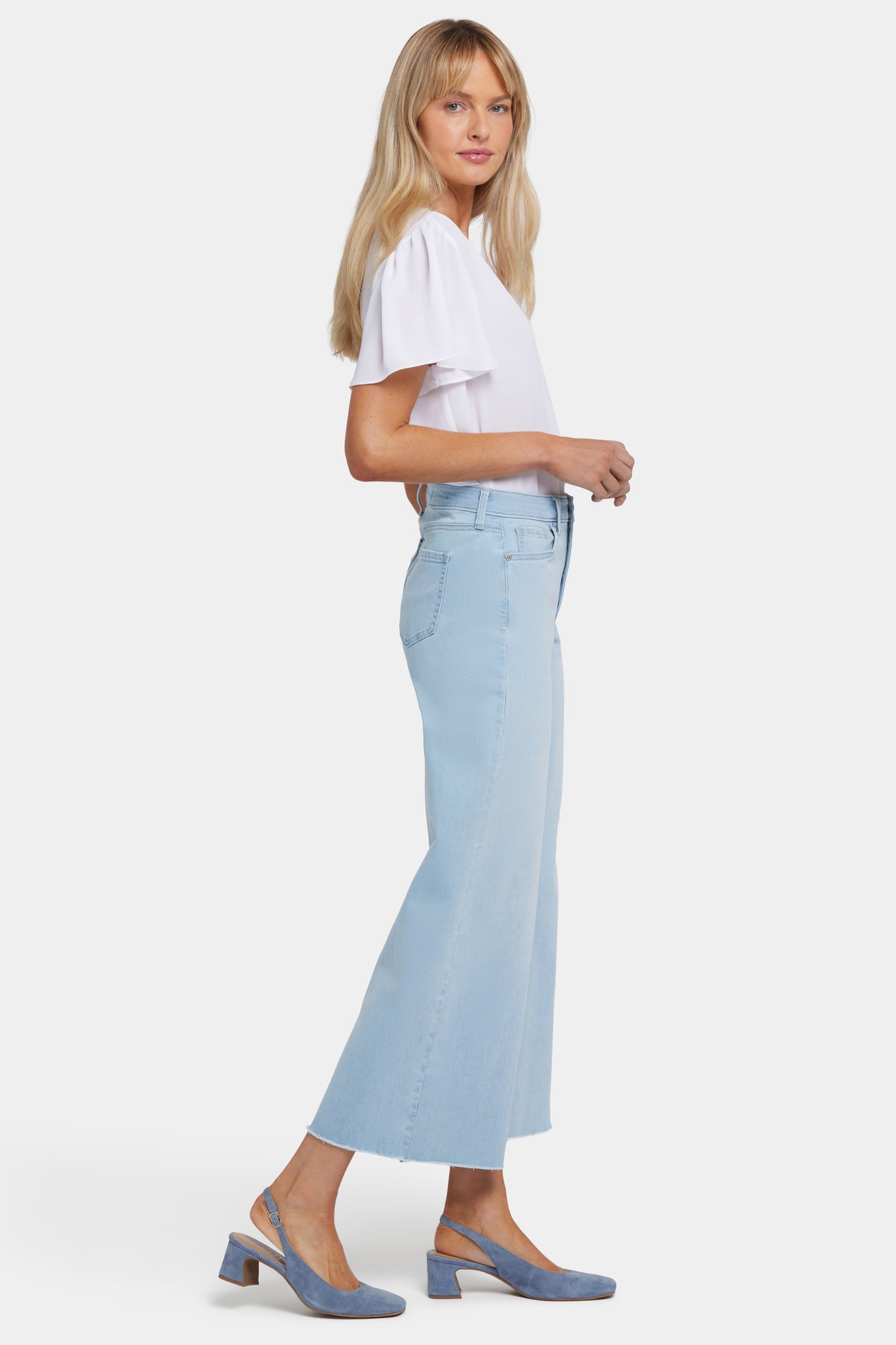NYDJ Brodi Wide Leg Ankle Jeans In Cool Embrace® Denim With High Rise And Frayed Hems - Clear Waters