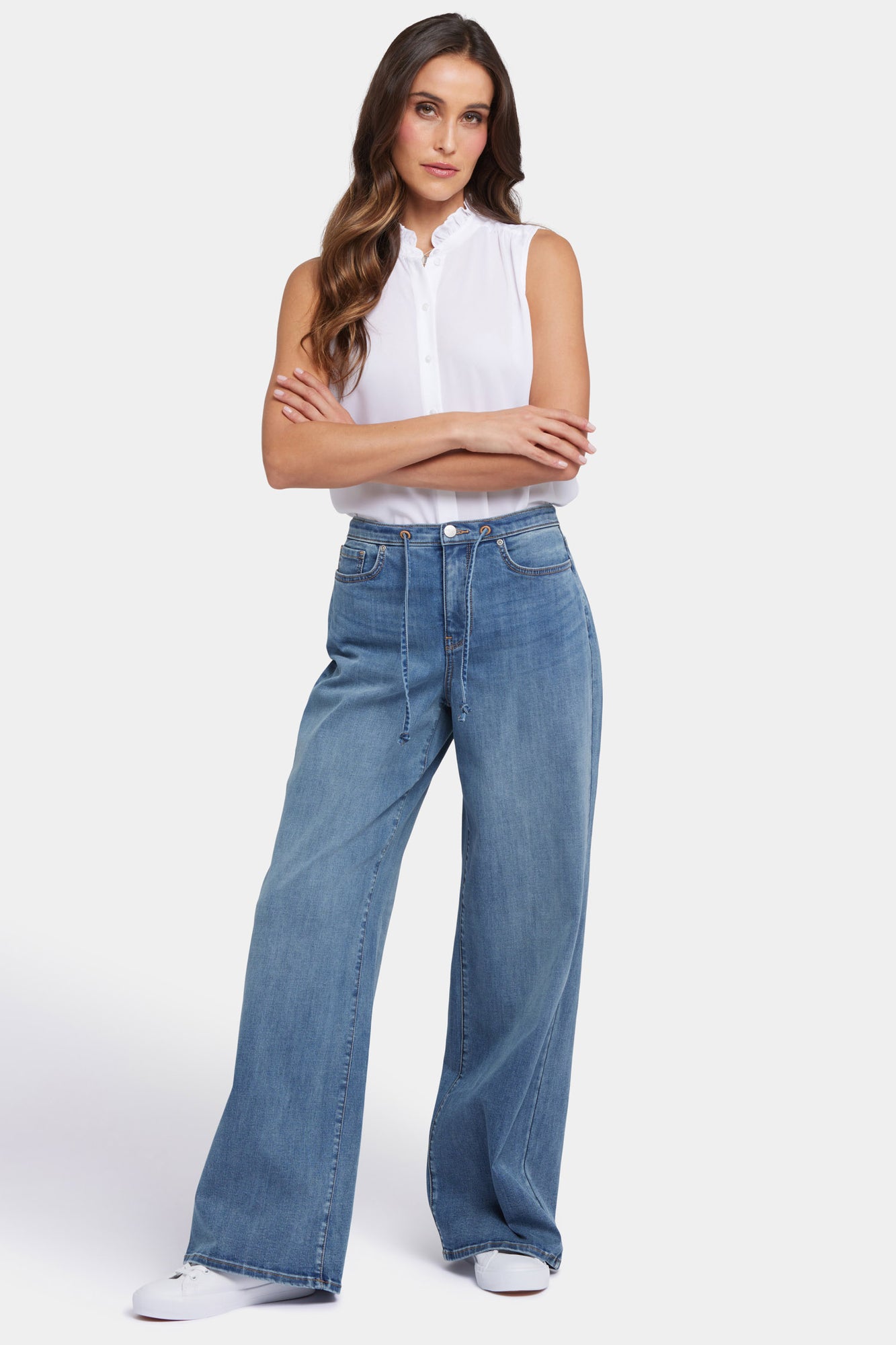 NYDJ Cindi Relaxed Wide Leg Jeans In Cool Embrace® Denim With Drawstring Waist - Majorca Bay