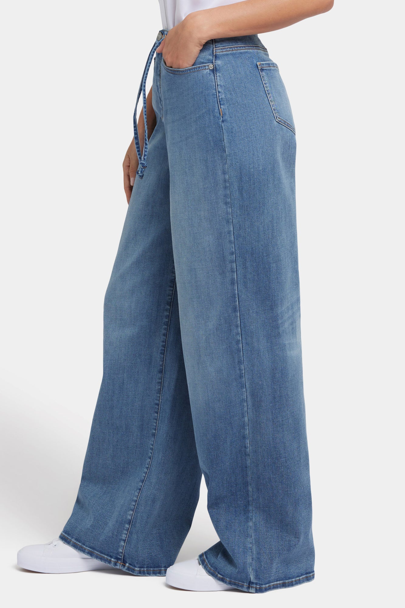NYDJ Cindi Relaxed Wide Leg Jeans In Cool Embrace® Denim With Drawstring Waist - Majorca Bay