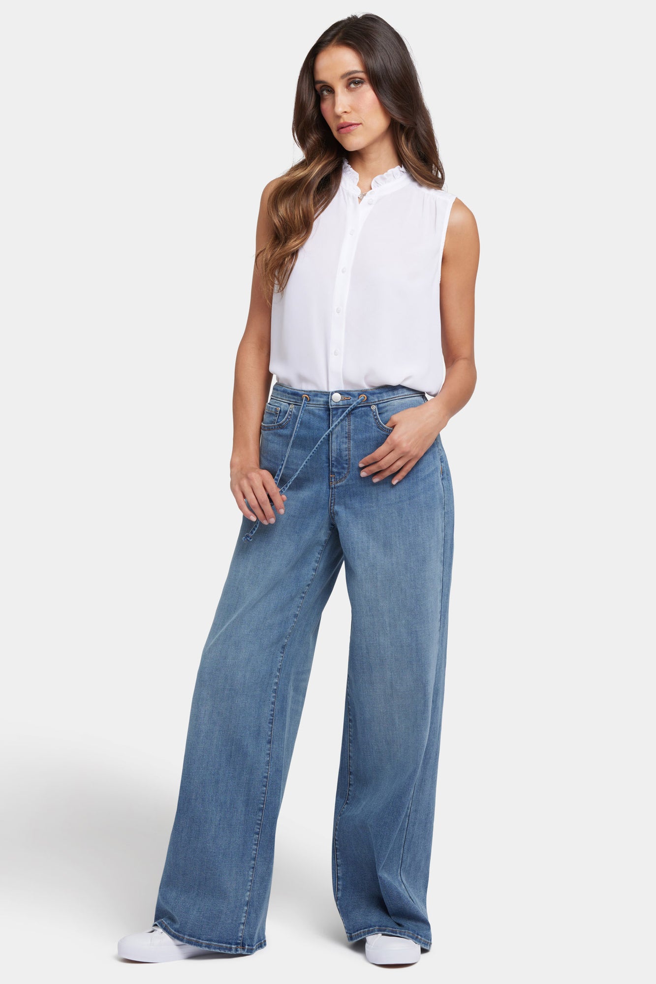NYDJ Cindi Relaxed Wide Leg Jeans In Cool Embrace® Denim With Drawstring Waist - Majorca Bay