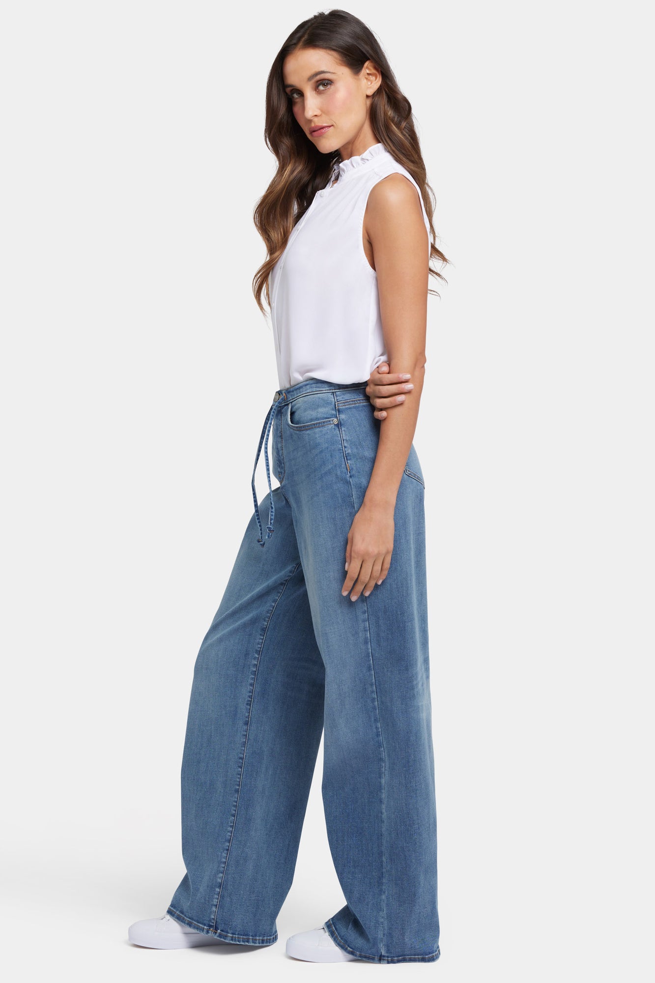NYDJ Cindi Relaxed Wide Leg Jeans In Cool Embrace® Denim With Drawstring Waist - Majorca Bay