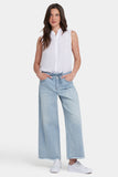 NYDJ Cindi Relaxed Wide Leg Ankle Jeans In Cool Embrace® Denim With Drawstring Waist And Frayed Hems - Santiago Sea