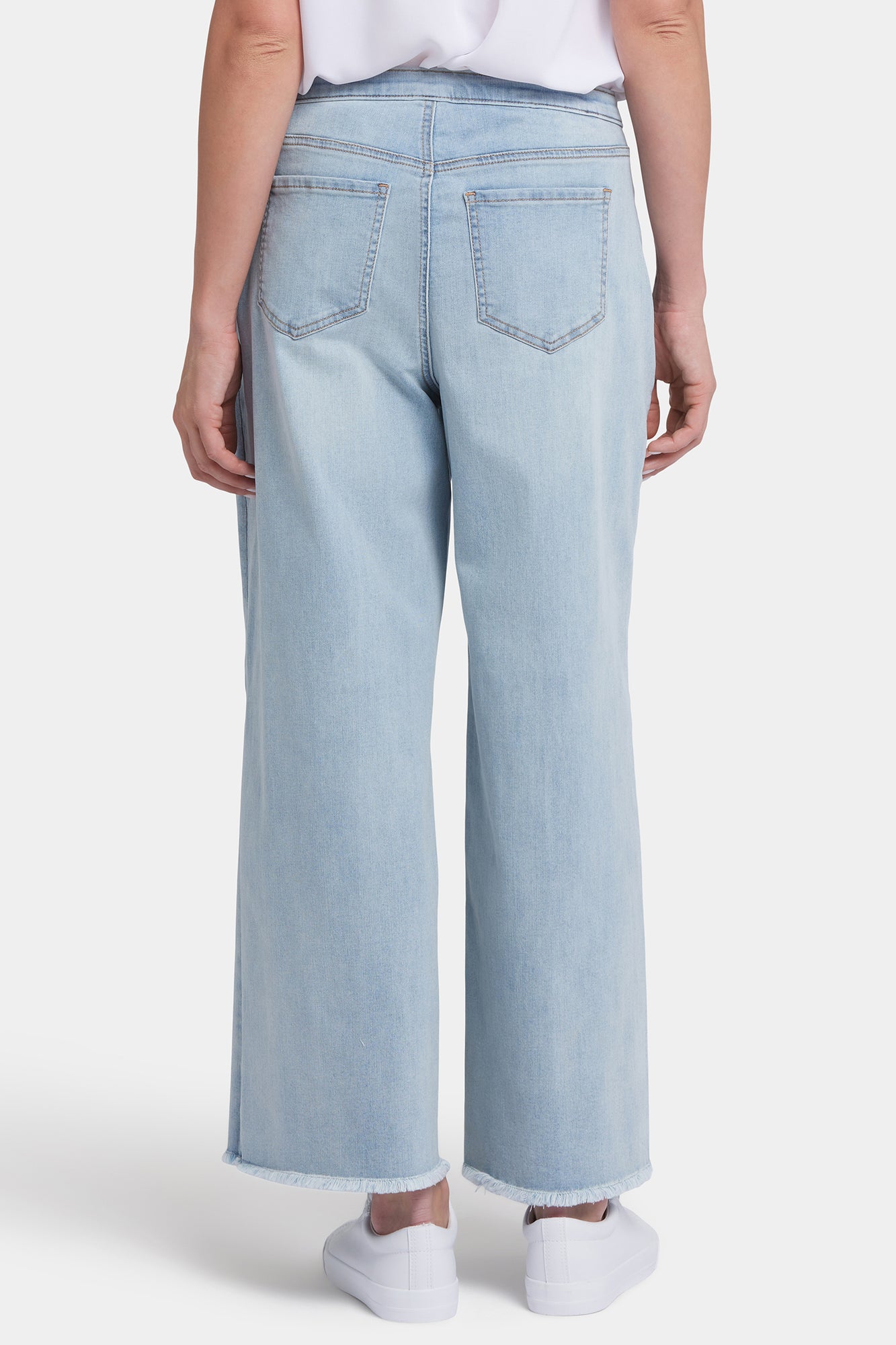 NYDJ Cindi Relaxed Wide Leg Ankle Jeans In Cool Embrace® Denim With Drawstring Waist And Frayed Hems - Santiago Sea