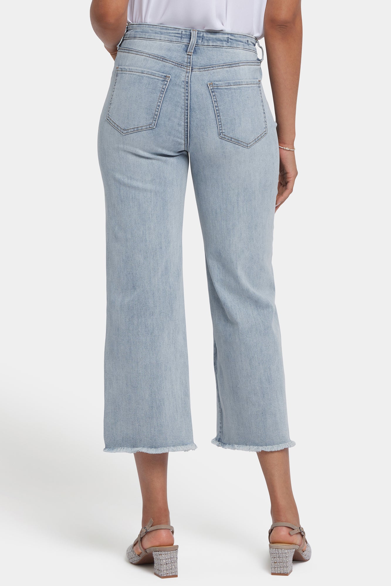 NYDJ Coco Relaxed Wide Leg Crop Jeans In Cool Embrace® Denim With High Rise And Frayed Hems - Santiago Sea