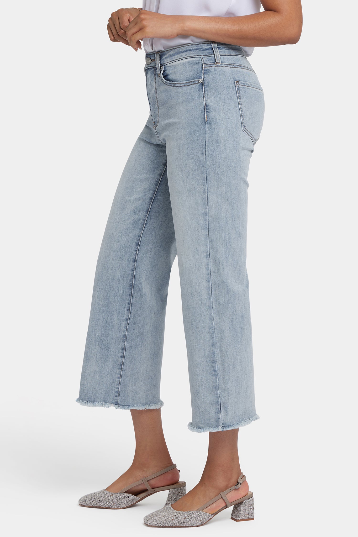 NEWALRIN☆Coco flower wide fit raw Denim Coco Relaxed Wide Leg Crop Jeans In Cool Embrace® Denim With