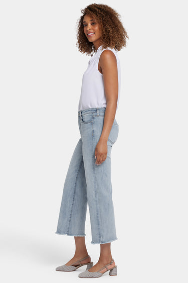 NYDJ Coco Relaxed Wide Leg Crop Jeans In Cool Embrace® Denim With High Rise And Frayed Hems - Santiago Sea