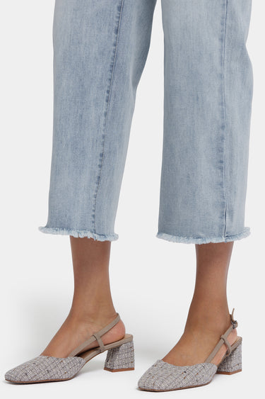 NYDJ Coco Relaxed Wide Leg Crop Jeans In Cool Embrace® Denim With High Rise And Frayed Hems - Santiago Sea