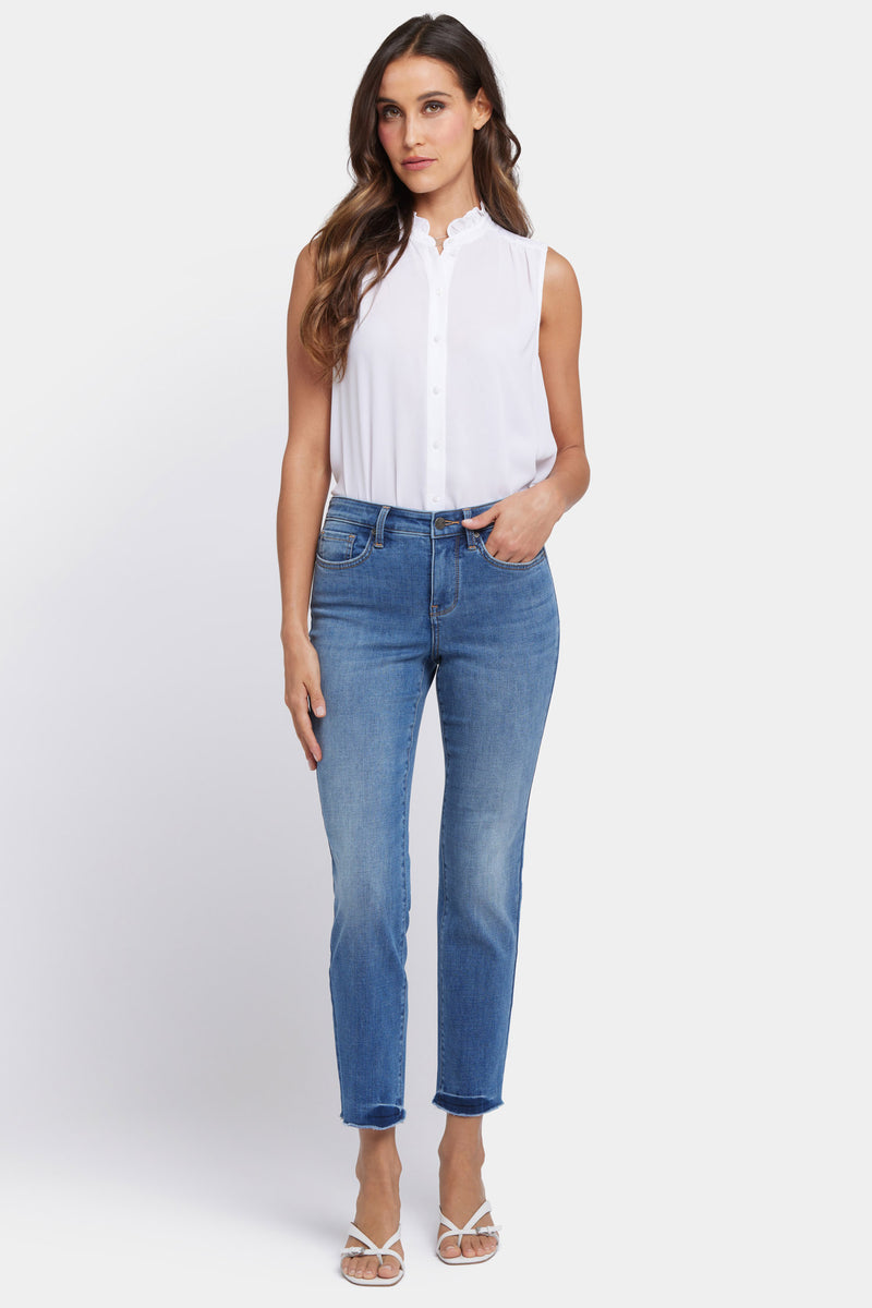 NYDJ Sheri Slim Ankle Jeans With Frayed Hems - Bilbao Crest