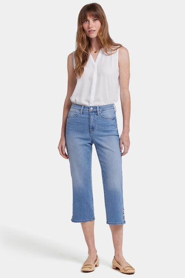 NYDJ Joni Relaxed Capri Jeans With High Rise And Side Button Plackets - Salamanca Sun