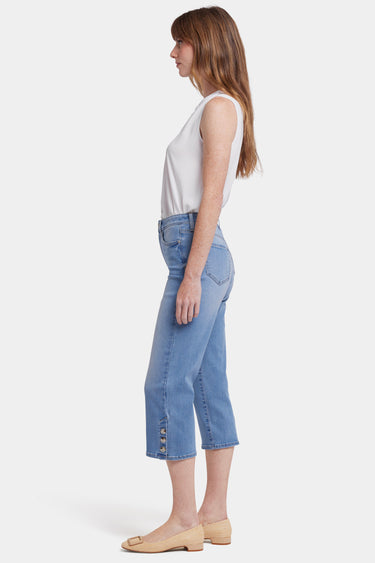 NYDJ Joni Relaxed Capri Jeans With High Rise And Side Button Plackets - Salamanca Sun
