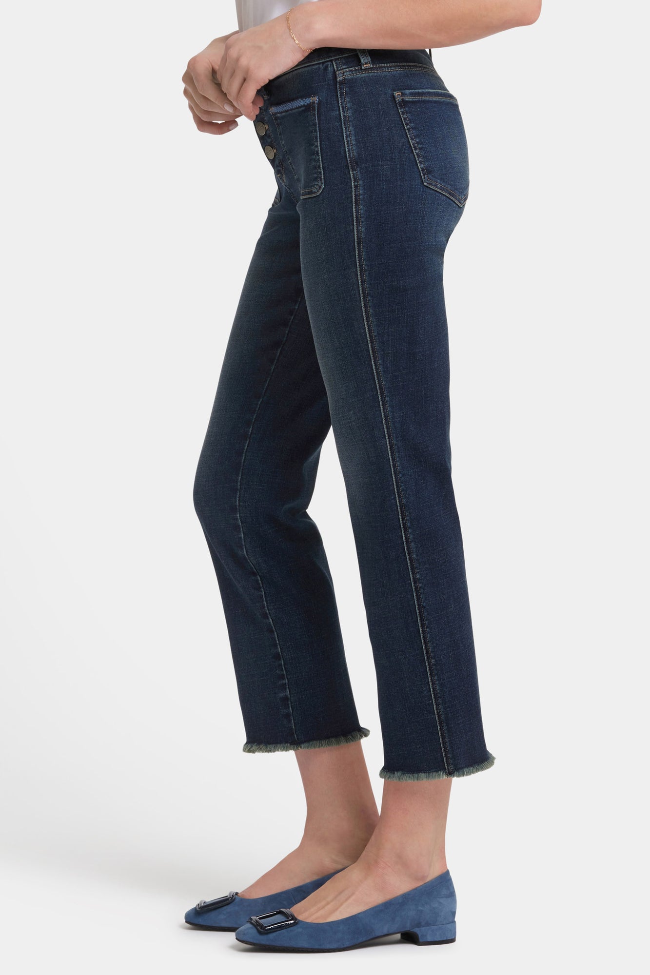 NYDJ Marilyn Straight Ankle Jeans With Patch Pockets And Geo Tape - Lotus Gardens