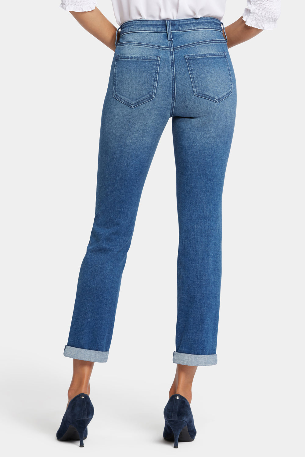 Sheri Slim Ankle Jeans With Roll Cuffs - Blue Island Blue