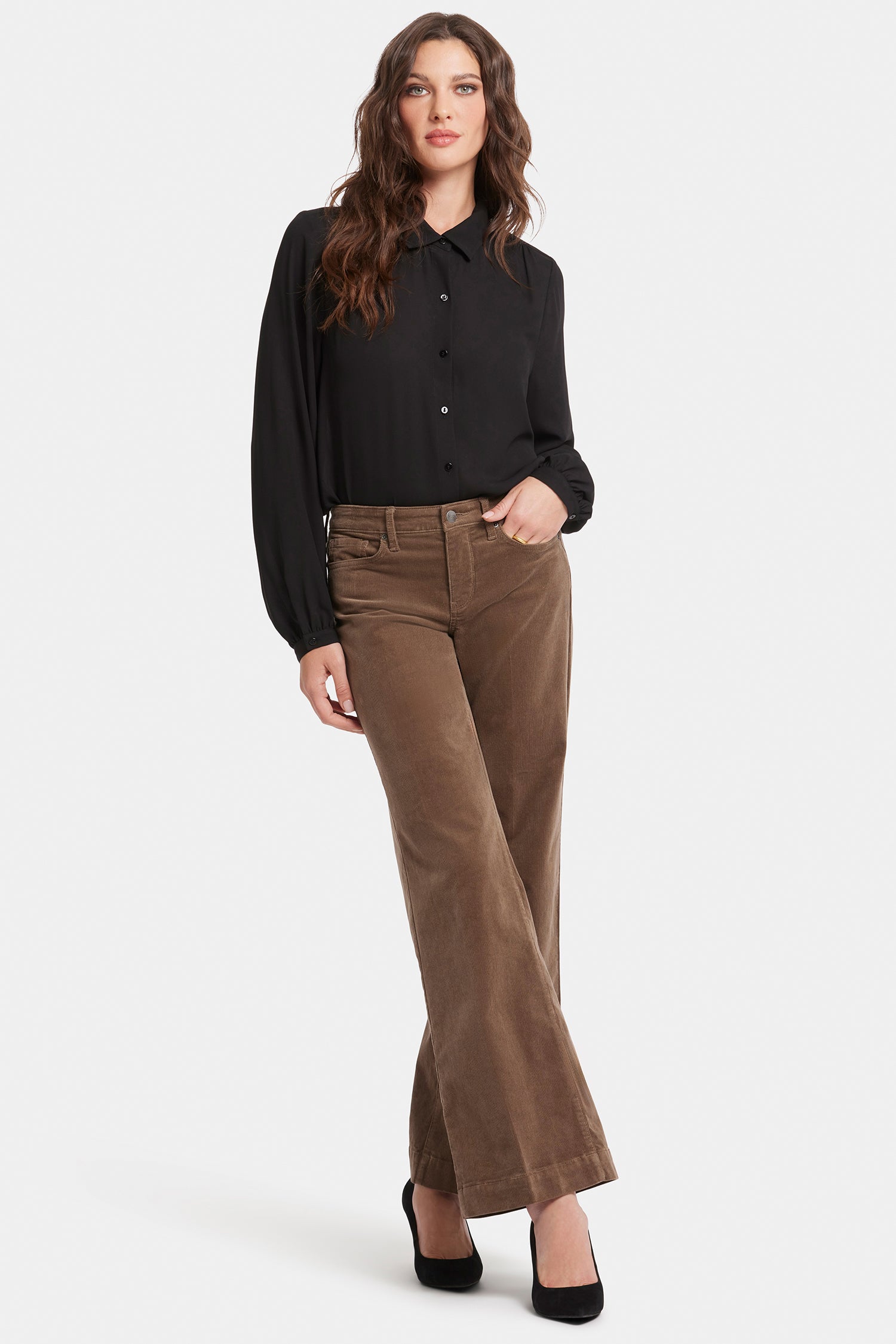 N.M. Oxford w/耳 straight pants - Brown N.M. Oxford w/ Ear Straight Pants - Brown