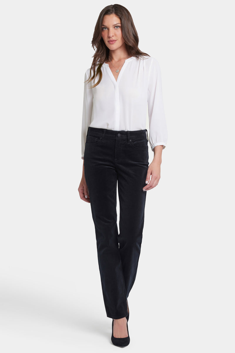 NYDJ Marilyn Straight Pants In Fine Wale Stretch Corduroy - Black
