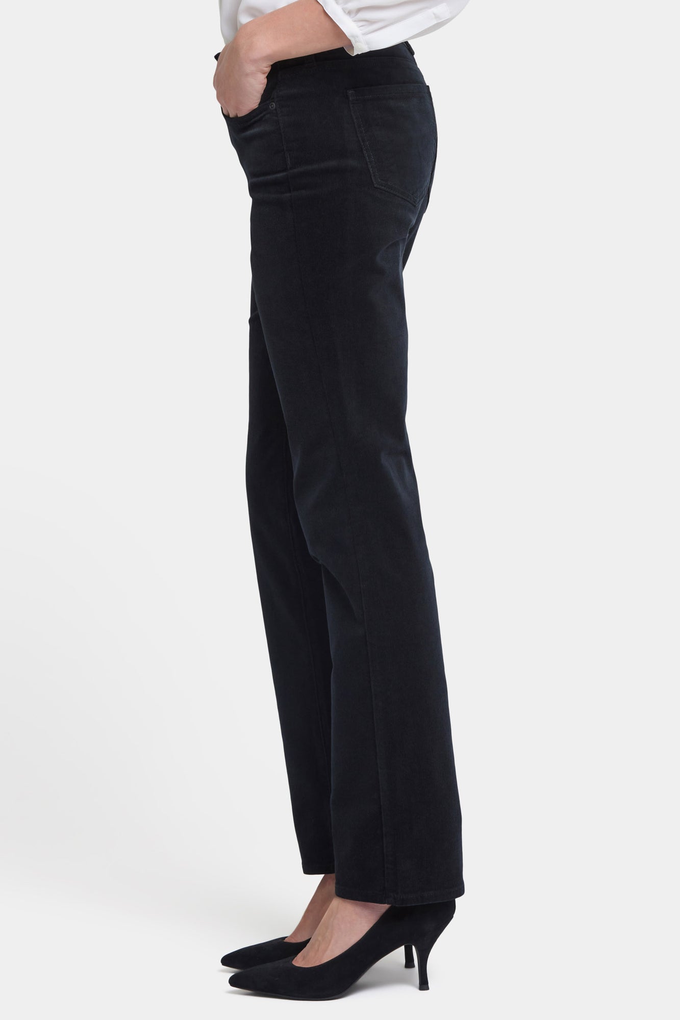 NYDJ Marilyn Straight Pants In Fine Wale Stretch Corduroy - Black