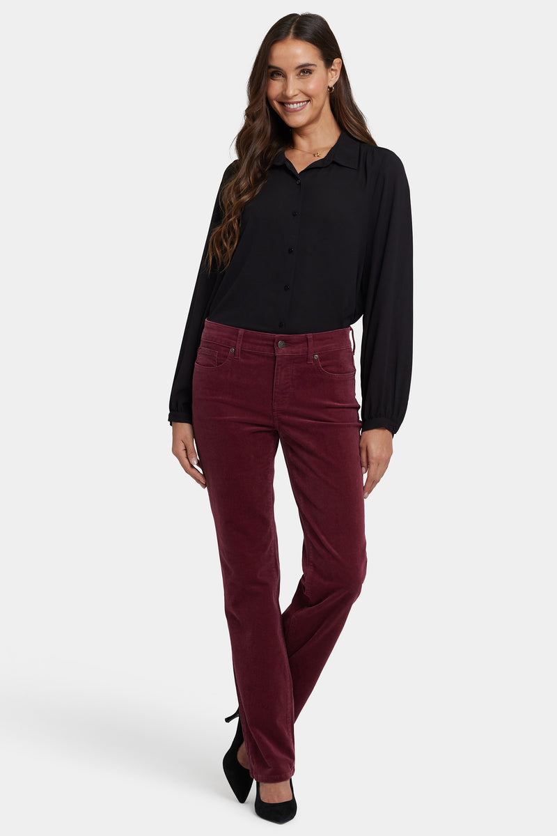 NYDJ Marilyn Straight Pants In Fine Wale Stretch Corduroy - Sienna Red