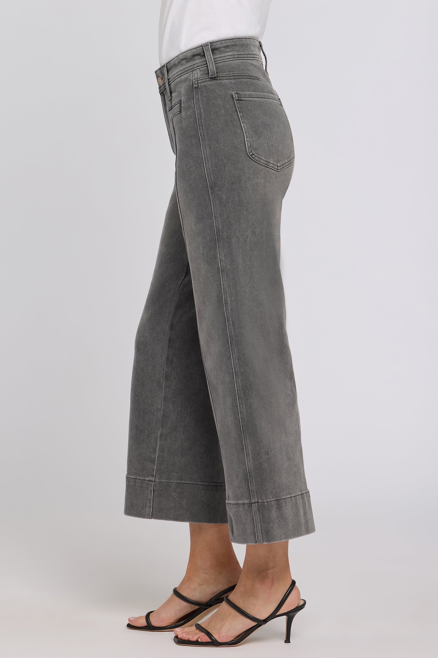 Teresa Wide Leg Ankle Jeans With Front Seams - Dusty Ash Grey | NYDJ