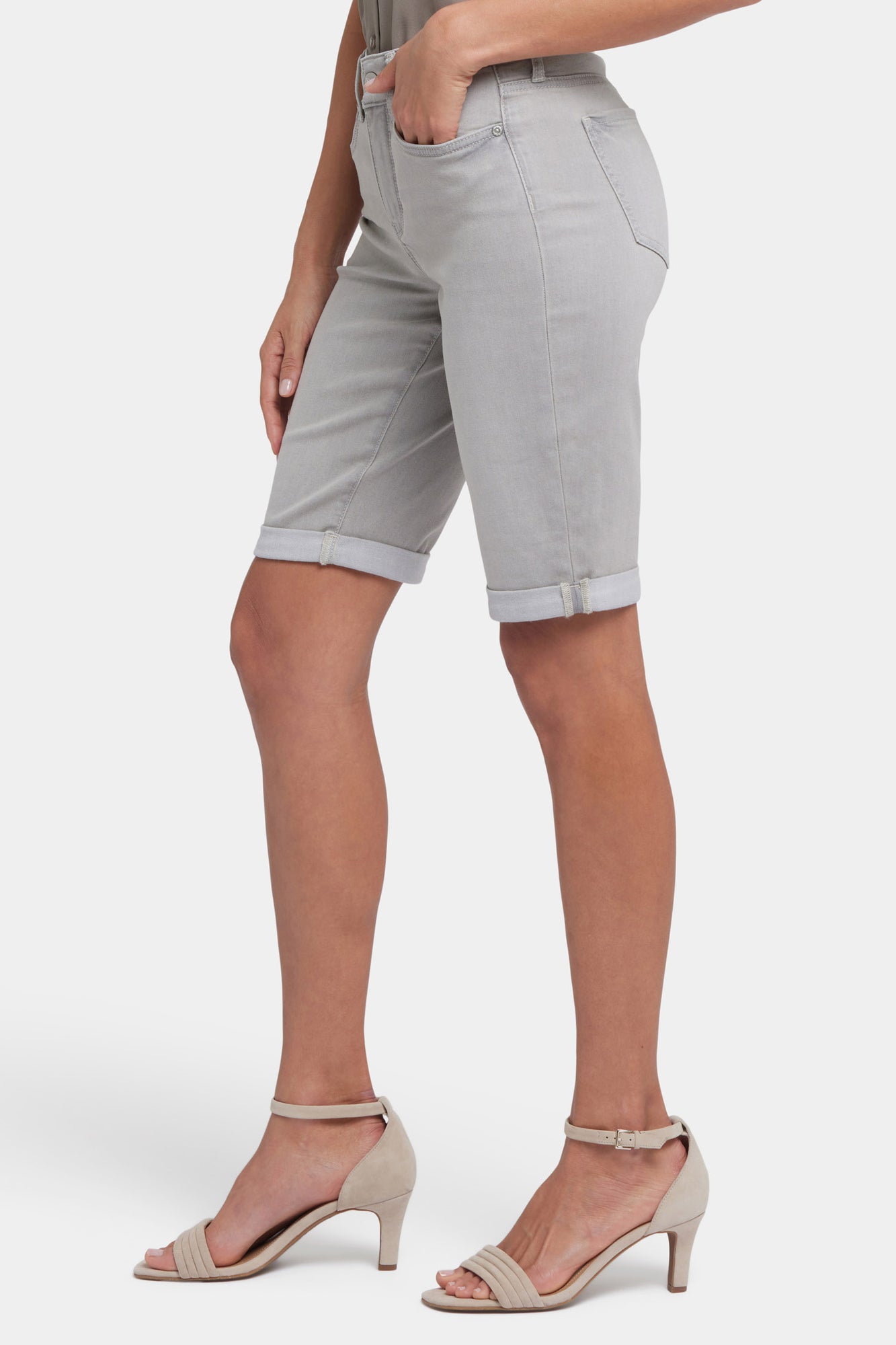 NYDJ Briella 11 Inch Denim Shorts With Roll Cuffs - Grenada Mist