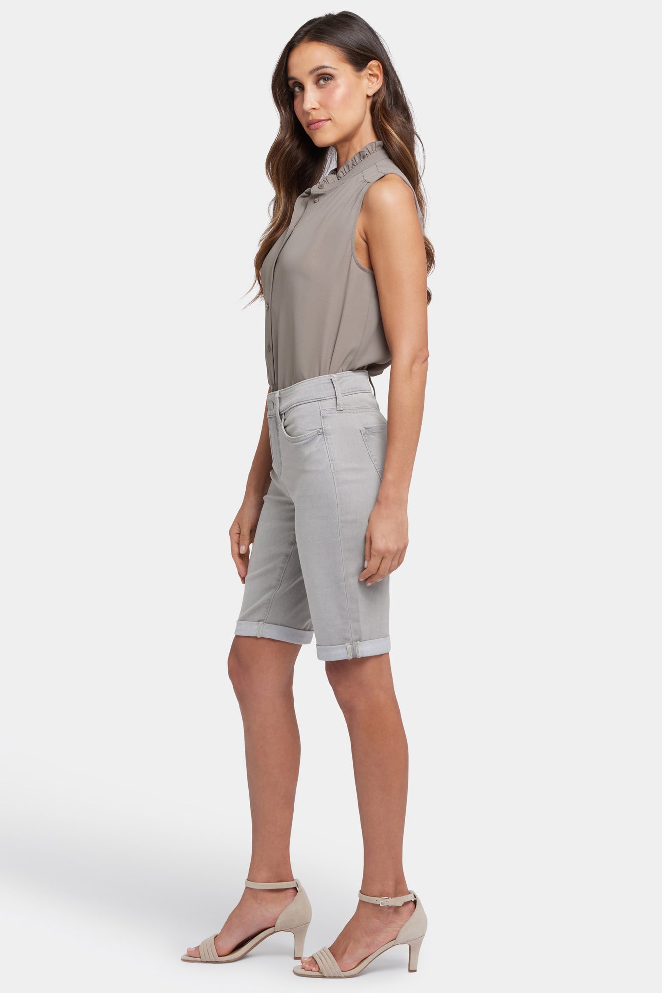 NYDJ Briella 11 Inch Denim Shorts With Roll Cuffs - Grenada Mist