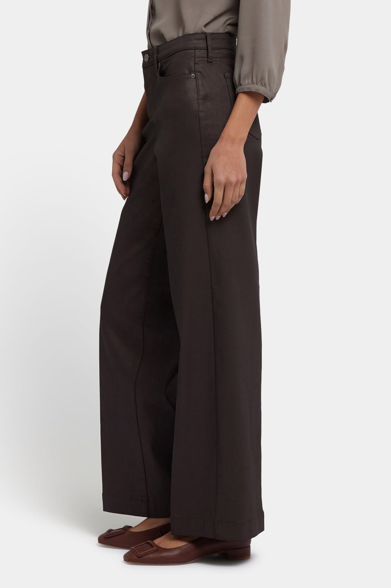 NYDJ Coated Teresa Wide Leg Jeans With 1 1/2