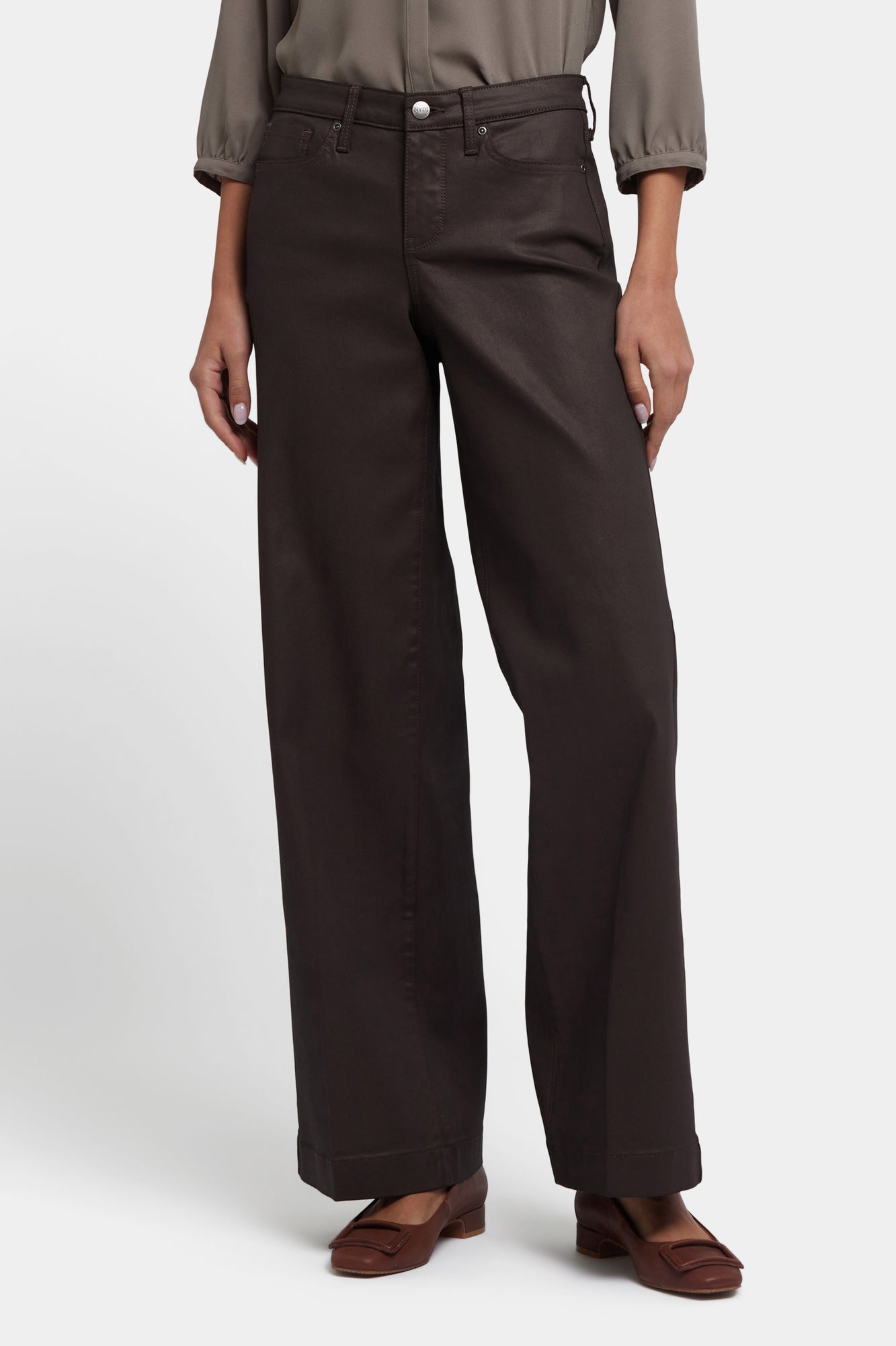 NYDJ Coated Teresa Wide Leg Jeans With 1 1/2