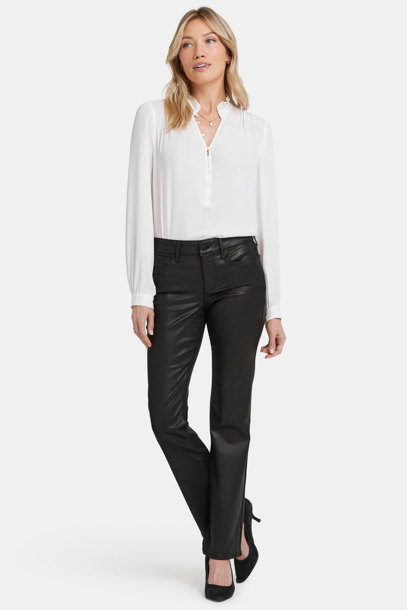 NYDJ Coated Marilyn Straight Jeans - Black Coated