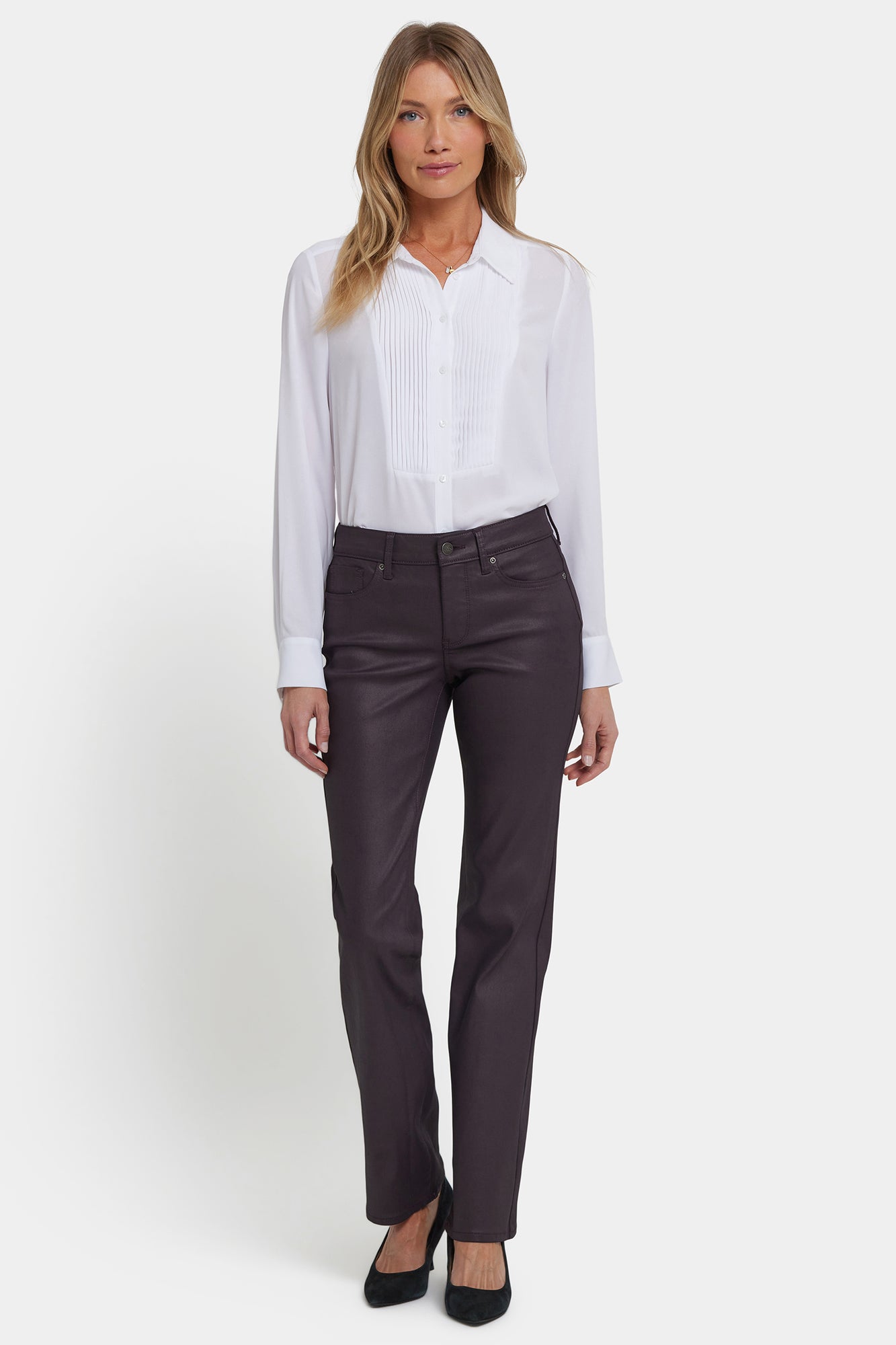 NYDJ Coated Marilyn Straight Jeans - Fig Coated