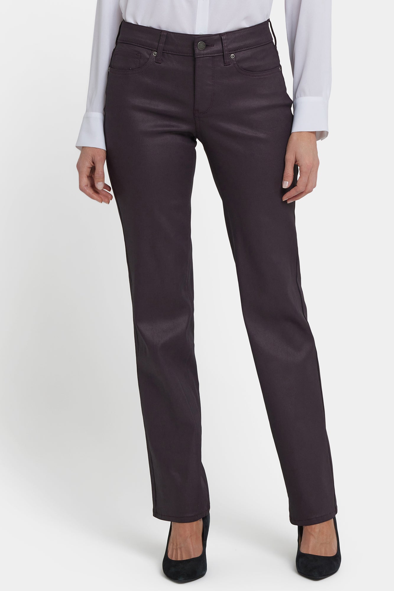 NYDJ Coated Marilyn Straight Jeans - Fig Coated