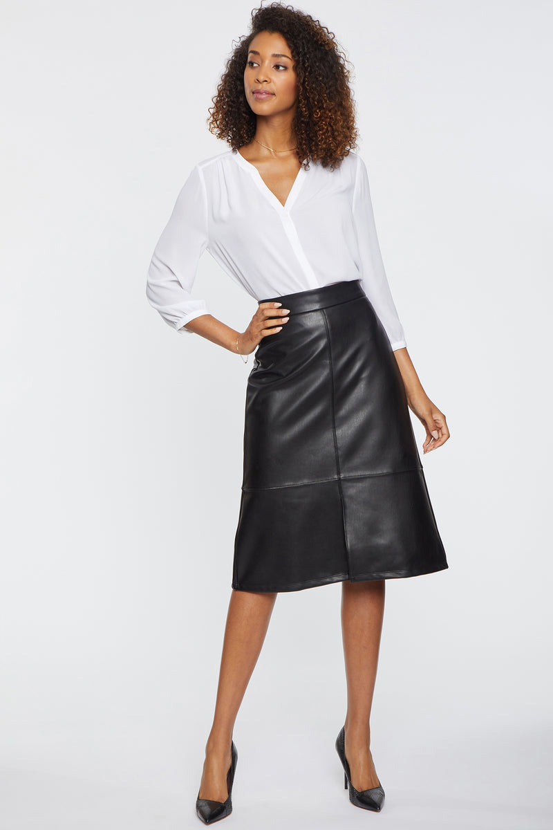 NYDJ Faux Leather A-Line Skirt Sculpt-Her™ Collection - Black
