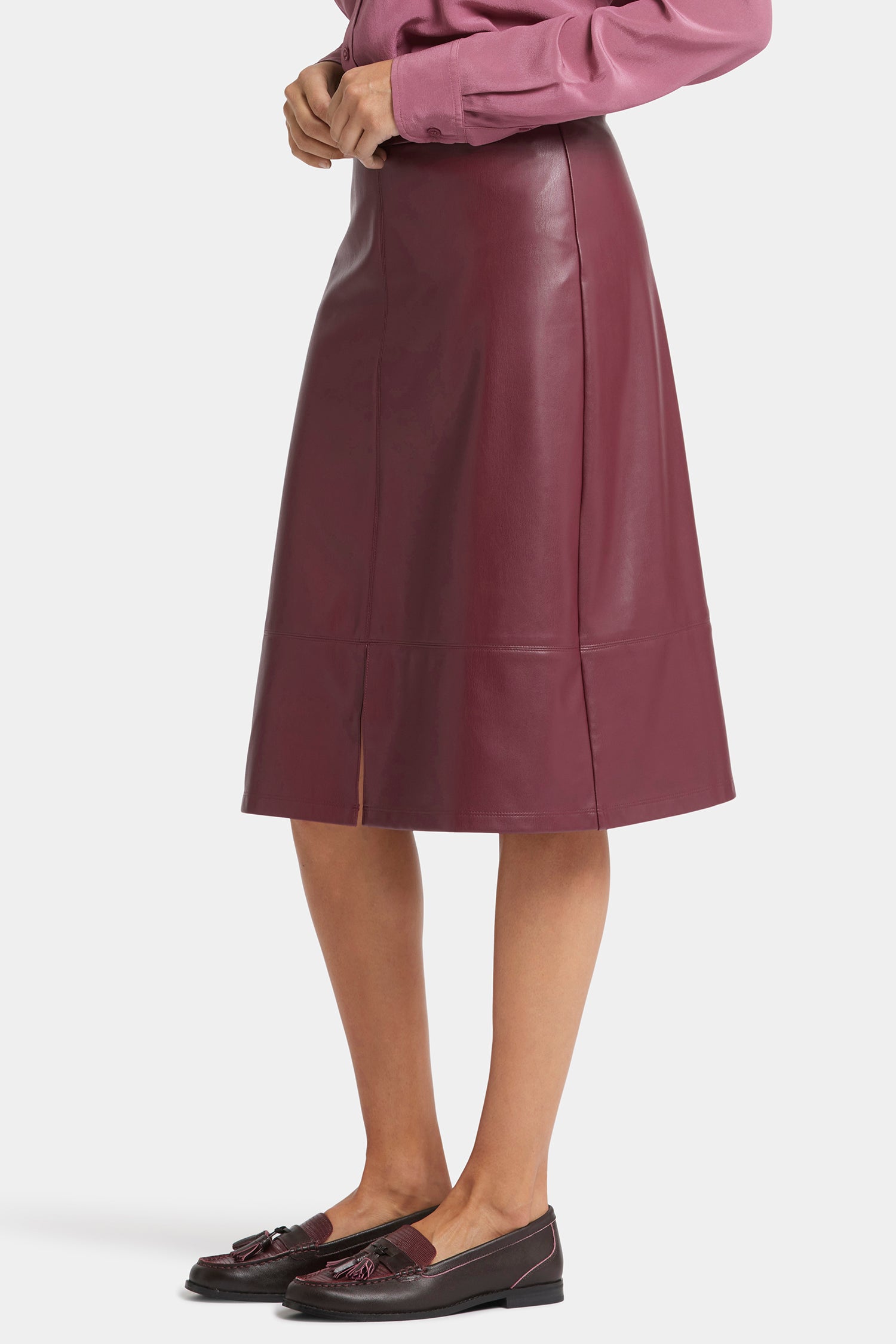 Faux Leather A-line Skirt Sculpt-Her™ Collection - Tavern Red | NYDJ