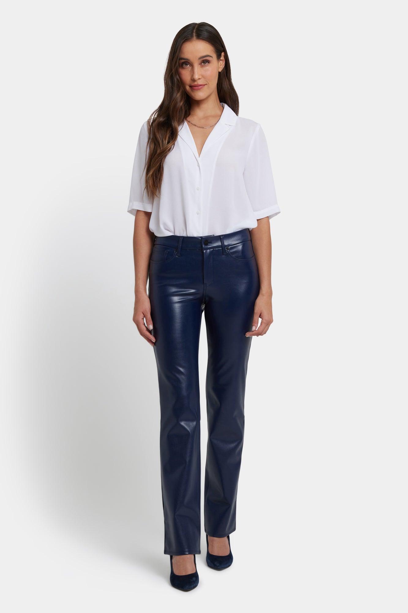 NYDJ Faux Leather Marilyn Straight Pants Sculpt-Her™ Collection - Dark Sapphire