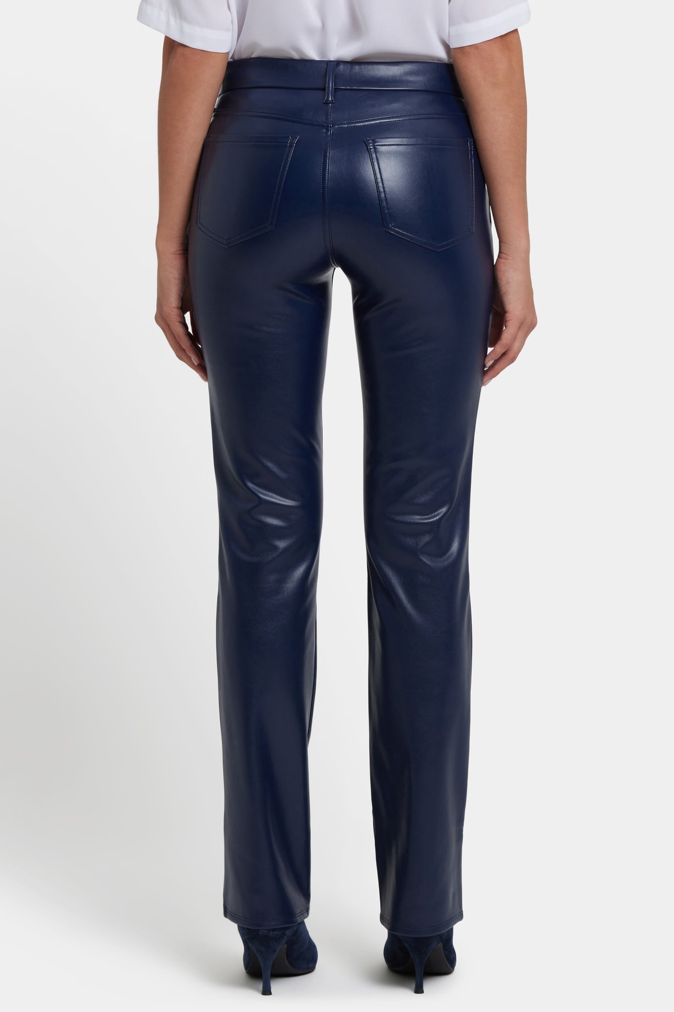 NYDJ Faux Leather Marilyn Straight Pants Sculpt-Her™ Collection - Dark Sapphire