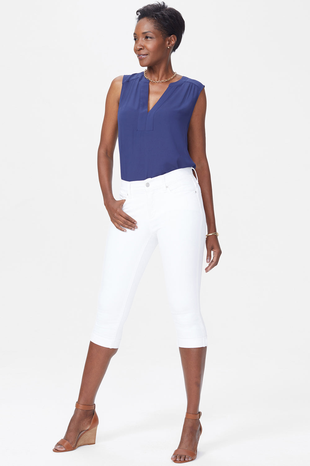 NYDJ Marilyn Straight Crop Jeans With Cuffs - Optic White