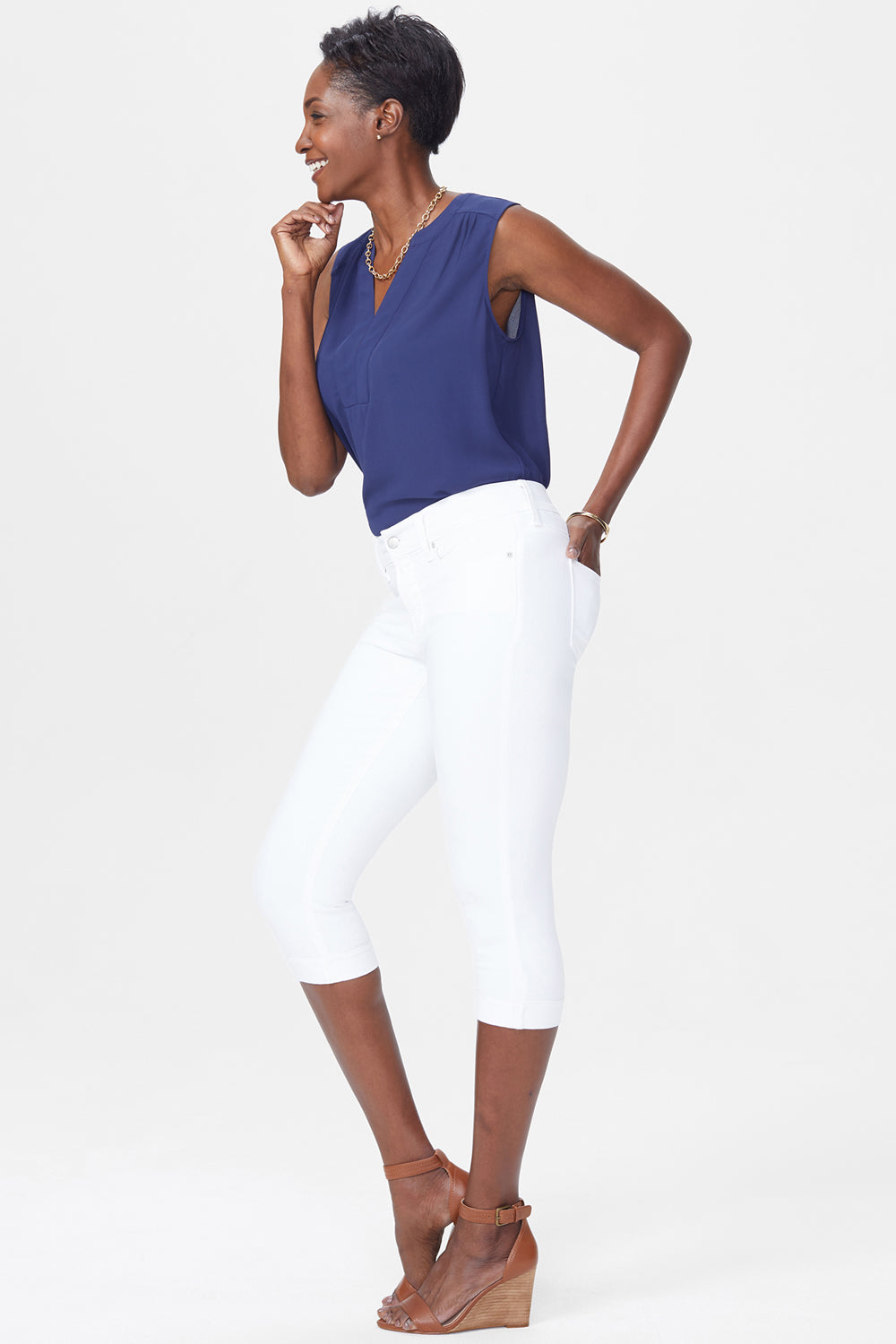 NYDJ Marilyn Straight Crop Jeans With Cuffs - Optic White