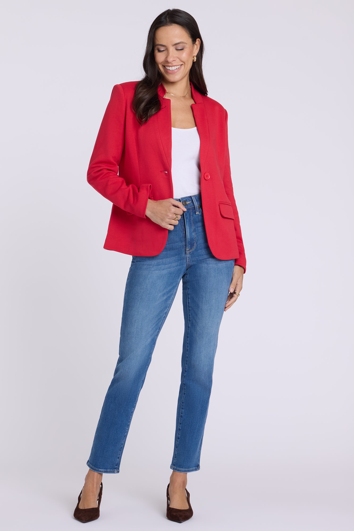 Sheri Slim Straight Jeans In Shape Sense™ Denim With High Rise