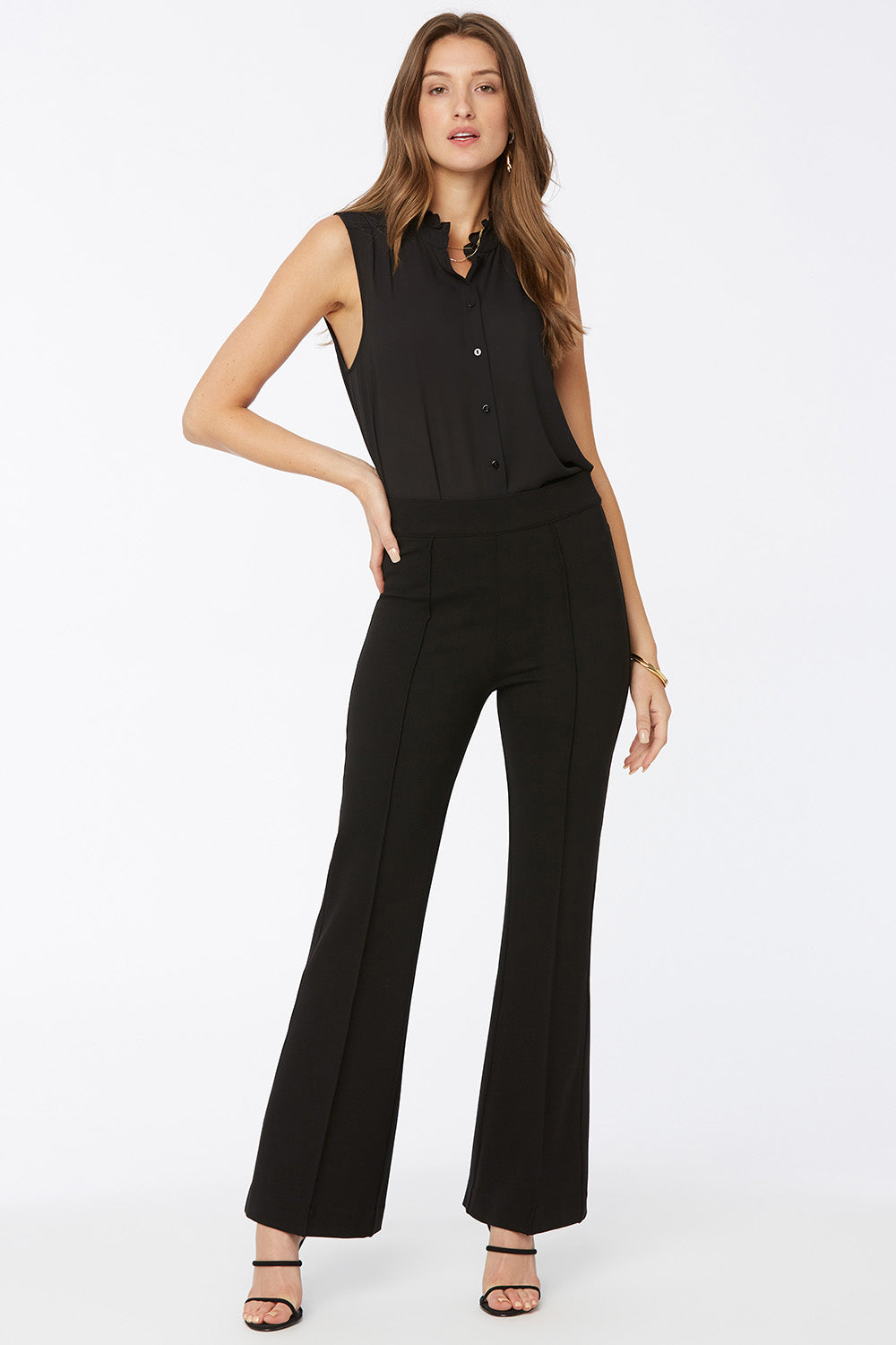 Black High Waisted Flared Trousers