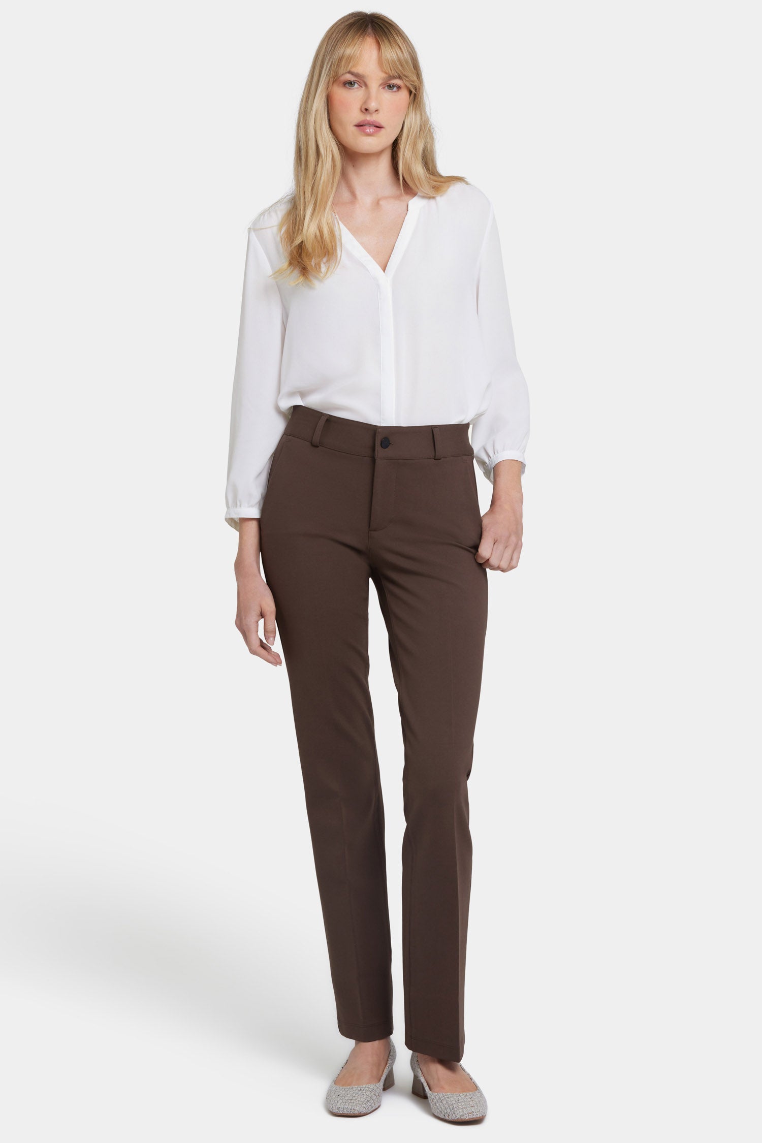 NYDJ Women's Classic Trouser Pants in Coffee Bean, Regular, Size: 2