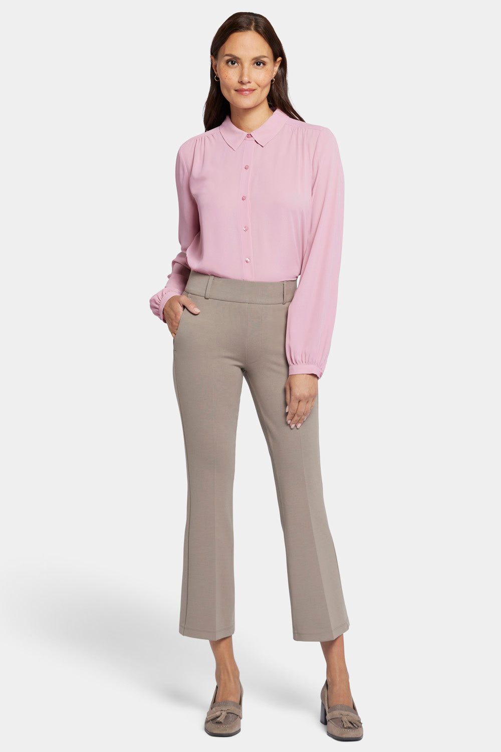 Pull-On Flared Ankle Trouser Pants Sculpt-Her™ Collection - Saddlewood Tan  | NYDJ