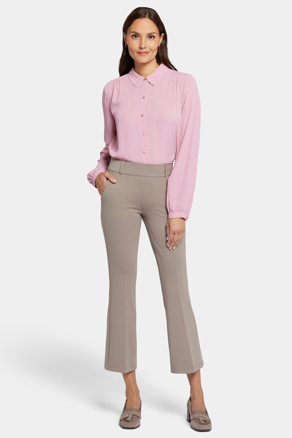 Pull-On Flared Ankle Trouser Pants Sculpt-Her™ Collection - Saddlewood Tan