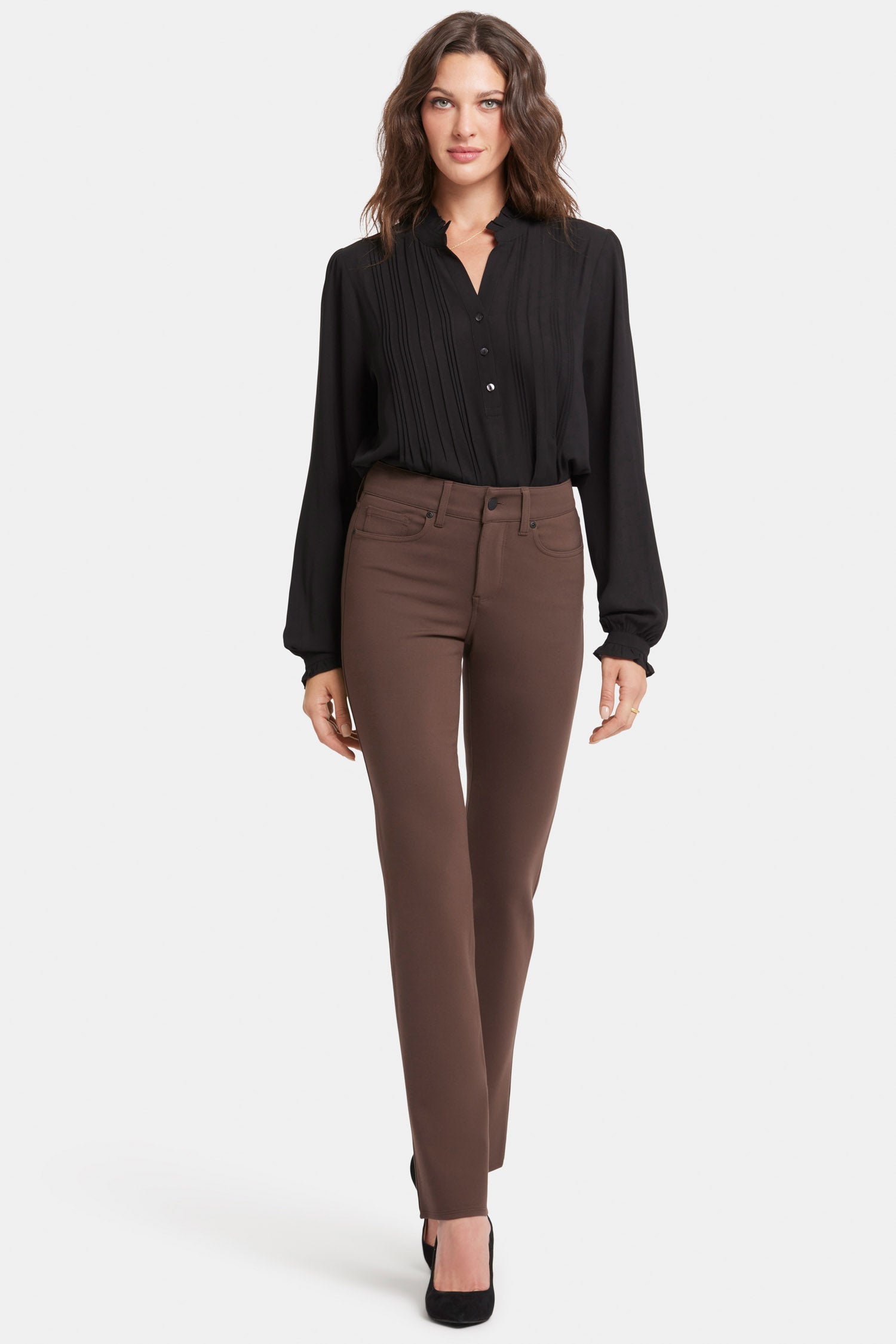 N.M. Oxford w/耳 straight pants - Brown N.M. Oxford w/ Ear Straight Pants - Brown
