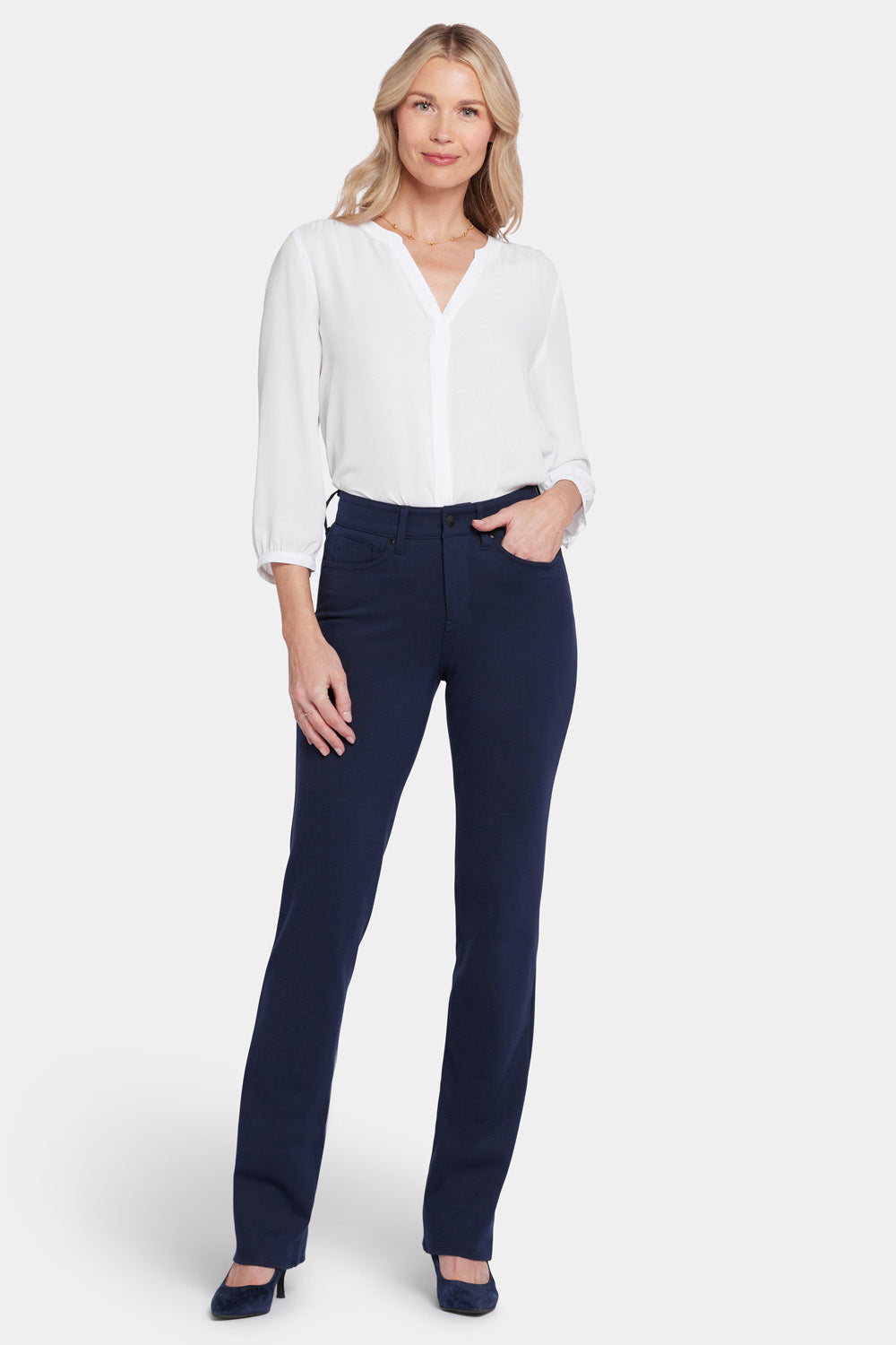 NYDJ Marilyn Straight Pants - Oxford Navy - Blue - 2 NYDJ Marilyn Straight Pants - Oxford Navy - Blue - 2