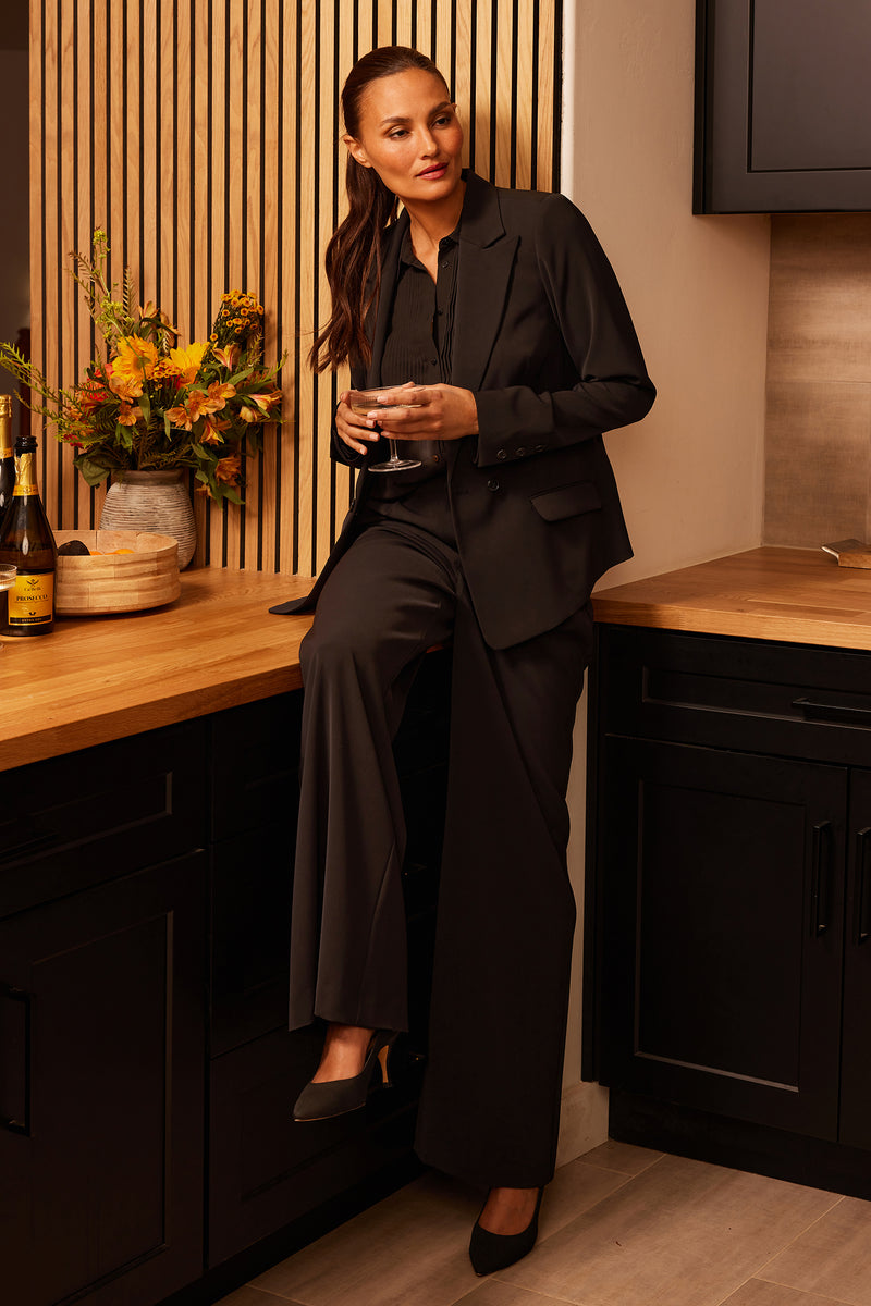 NYDJ Wide Leg Trouser Pants - Black