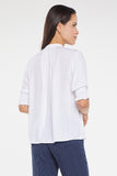NYDJ Pleated Short Sleeved Blouse  - Optic White