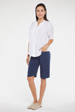 NYDJ Pleated Short Sleeved Blouse  - Optic White