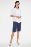 NYDJ Pleated Short Sleeved Blouse  - Optic White