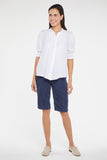 NYDJ Pleated Short Sleeved Blouse  - Optic White