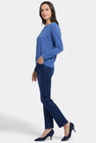 NYDJ Cashmere Essential Crewneck Sweater - Heather Blue