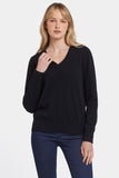 NYDJ Cashmere Classic V-Neck Sweater - Black