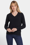 NYDJ Cashmere Classic V-Neck Sweater - Black